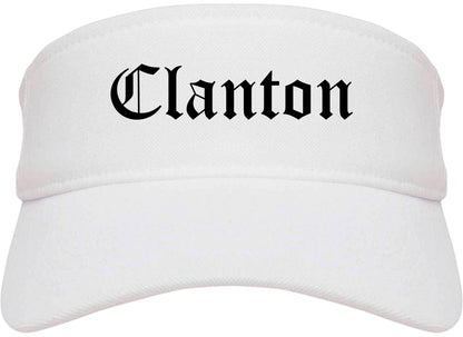 Clanton Alabama AL Old English Mens Visor Cap Hat White