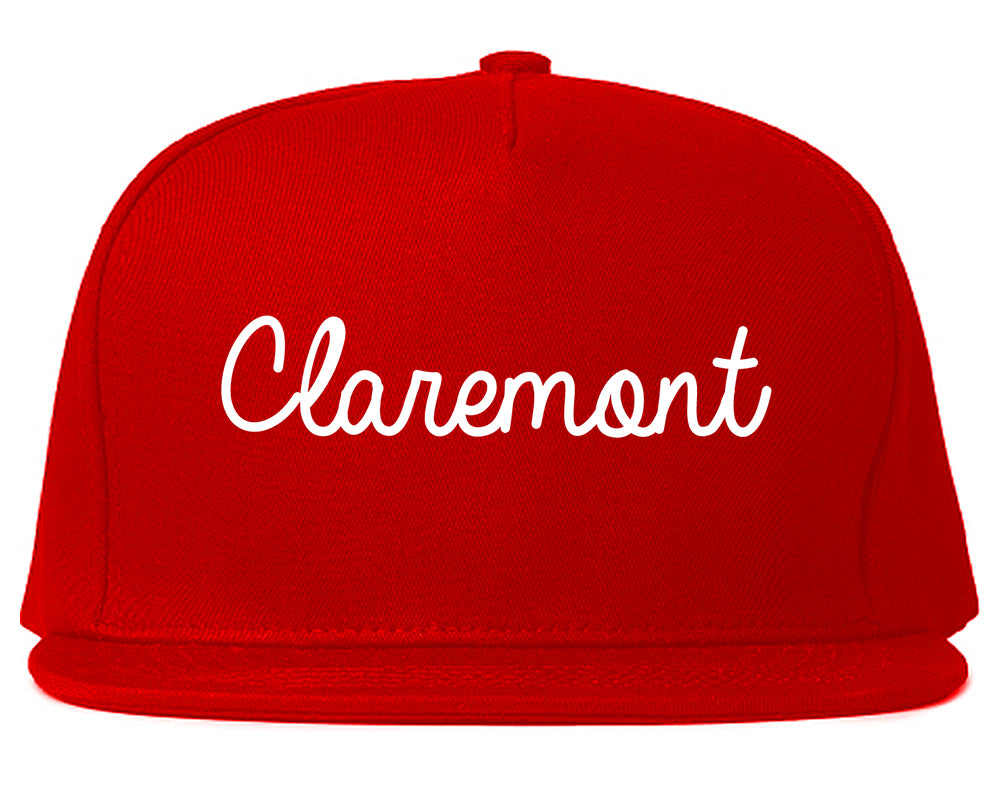 Claremont California CA Script Mens Snapback Hat Red