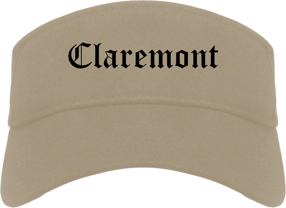 Claremont California CA Old English Mens Visor Cap Hat Khaki
