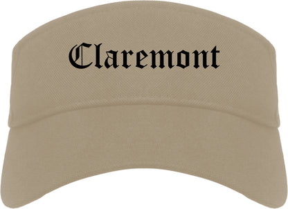 Claremont California CA Old English Mens Visor Cap Hat Khaki