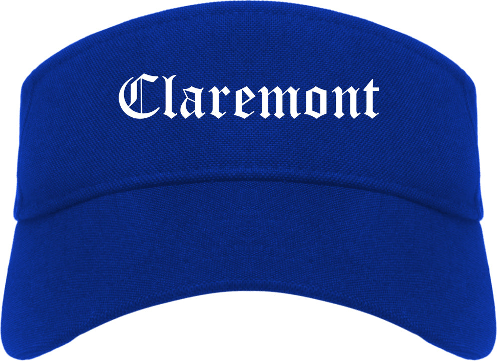 Claremont California CA Old English Mens Visor Cap Hat Royal Blue
