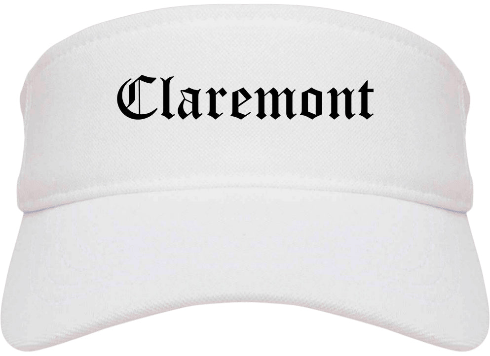 Claremont California CA Old English Mens Visor Cap Hat White