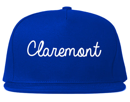 Claremont New Hampshire NH Script Mens Snapback Hat Royal Blue