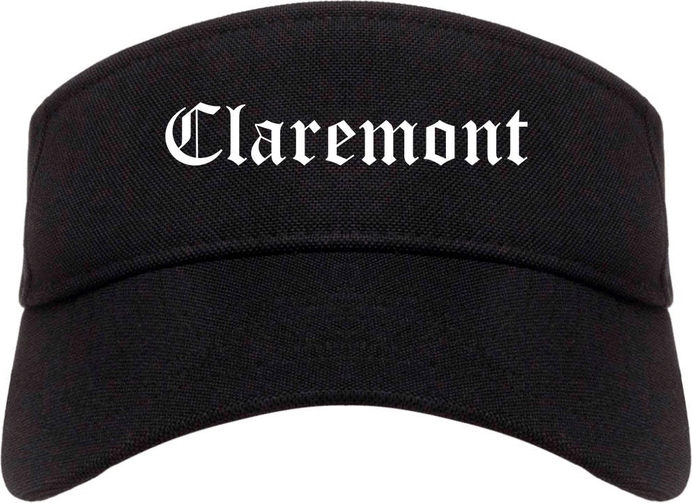 Claremont New Hampshire NH Old English Mens Visor Cap Hat Black