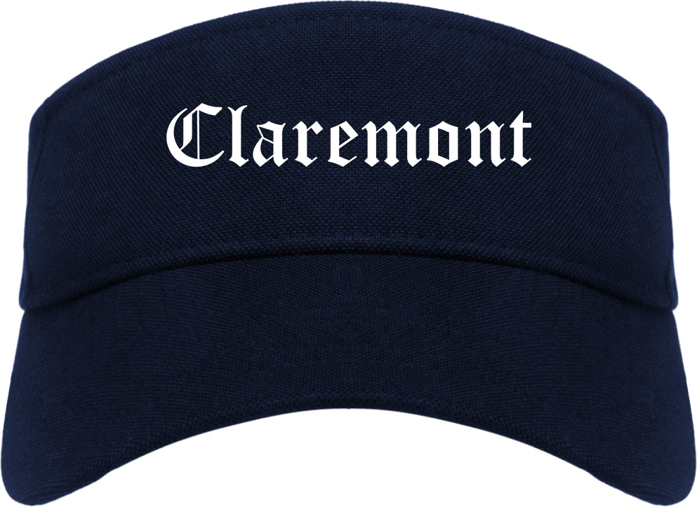 Claremont New Hampshire NH Old English Mens Visor Cap Hat Navy Blue