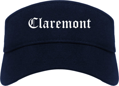 Claremont New Hampshire NH Old English Mens Visor Cap Hat Navy Blue