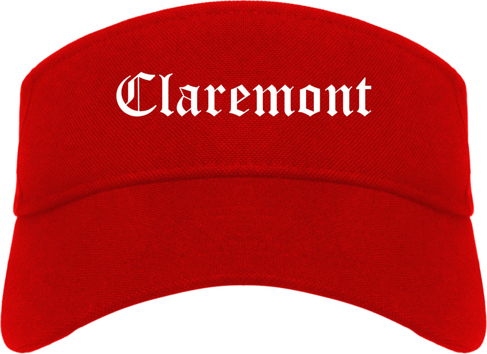 Claremont New Hampshire NH Old English Mens Visor Cap Hat Red