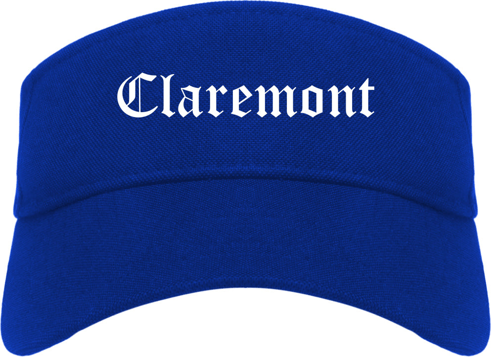 Claremont New Hampshire NH Old English Mens Visor Cap Hat Royal Blue