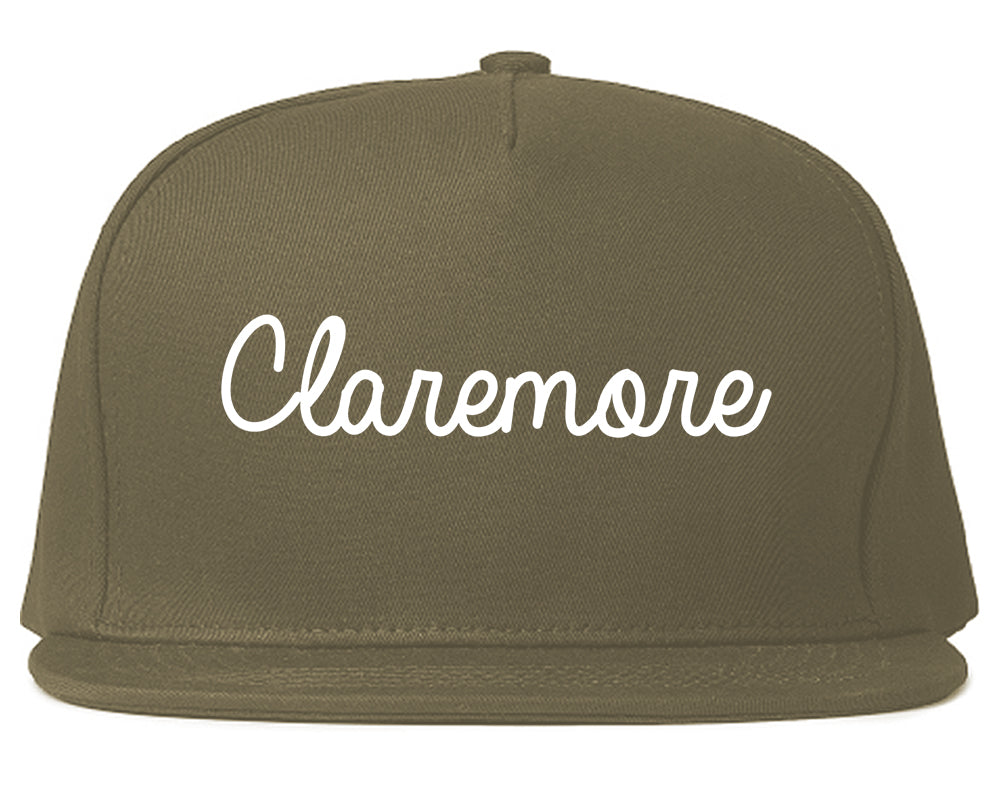 Claremore Oklahoma OK Script Mens Snapback Hat Grey