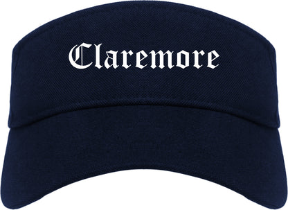 Claremore Oklahoma OK Old English Mens Visor Cap Hat Navy Blue