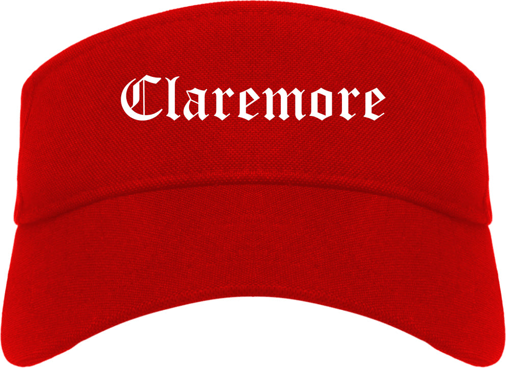Claremore Oklahoma OK Old English Mens Visor Cap Hat Red