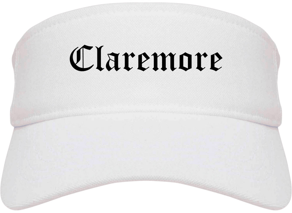Claremore Oklahoma OK Old English Mens Visor Cap Hat White