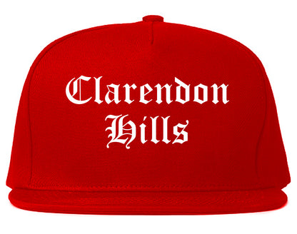 Clarendon Hills Illinois IL Old English Mens Snapback Hat Red