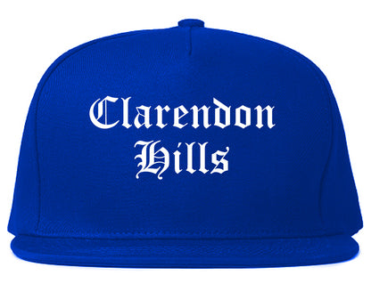Clarendon Hills Illinois IL Old English Mens Snapback Hat Royal Blue