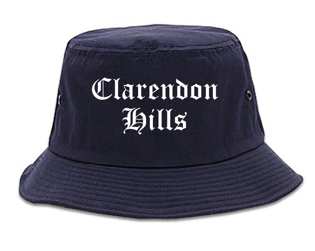 Clarendon Hills Illinois IL Old English Mens Bucket Hat Navy Blue