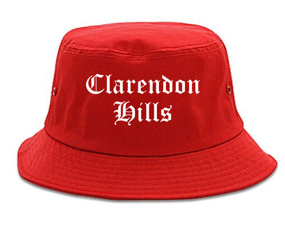 Clarendon Hills Illinois IL Old English Mens Bucket Hat Red