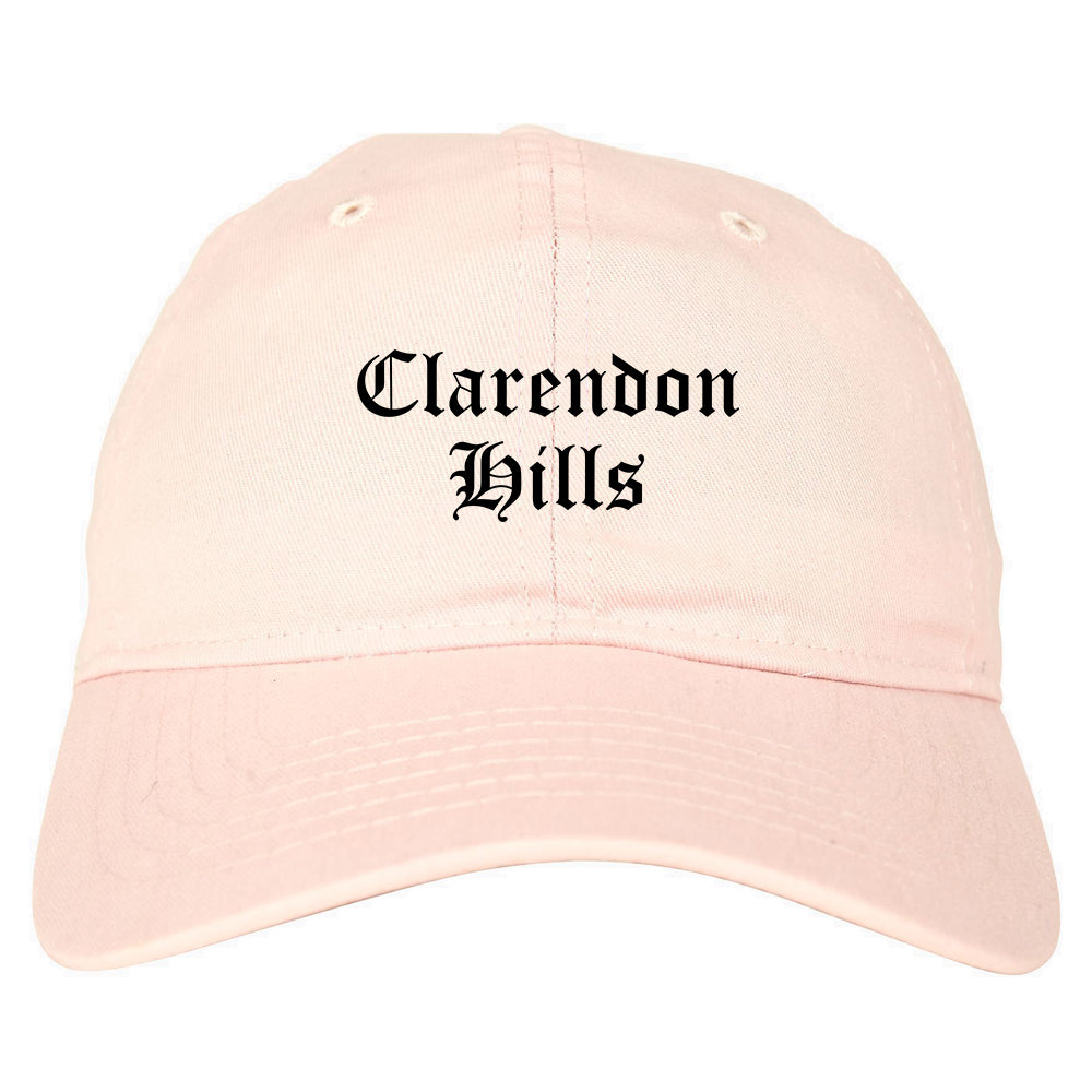 Clarendon Hills Illinois IL Old English Mens Dad Hat Baseball Cap Pink
