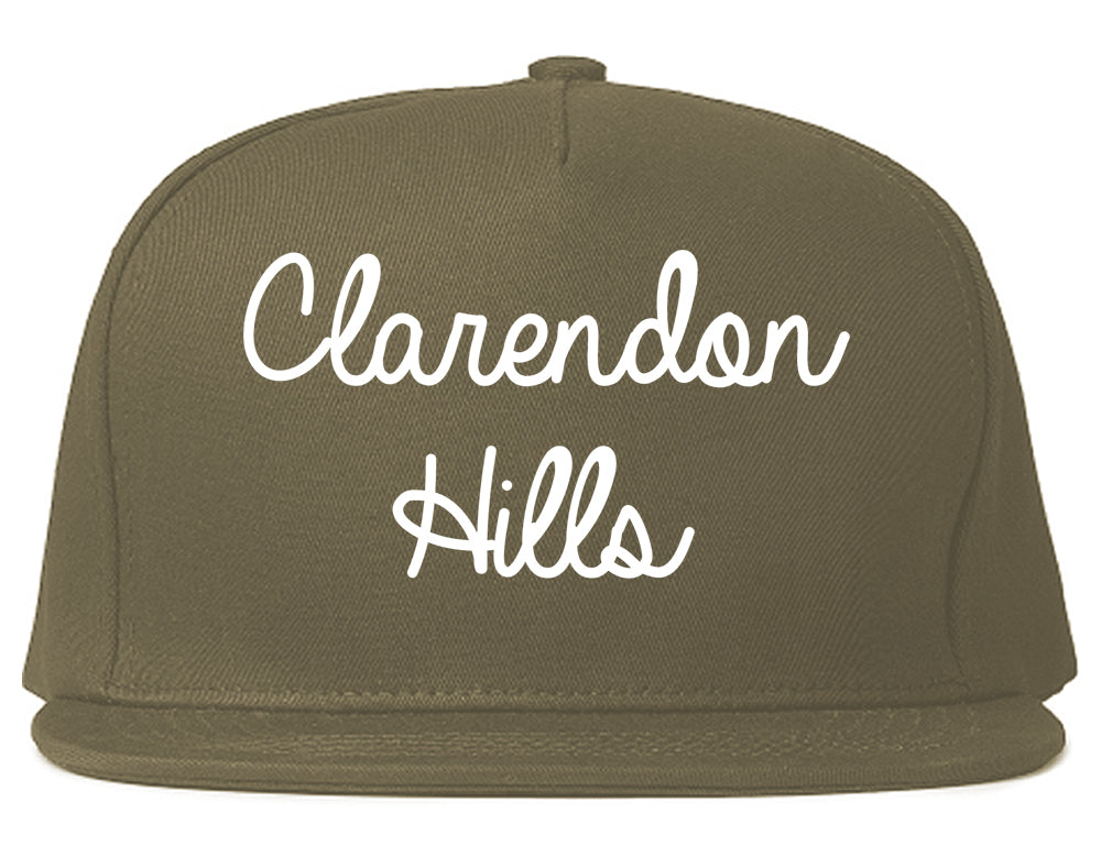 Clarendon Hills Illinois IL Script Mens Snapback Hat Grey