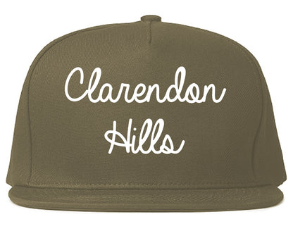 Clarendon Hills Illinois IL Script Mens Snapback Hat Grey