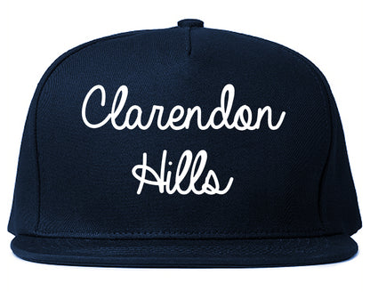 Clarendon Hills Illinois IL Script Mens Snapback Hat Navy Blue