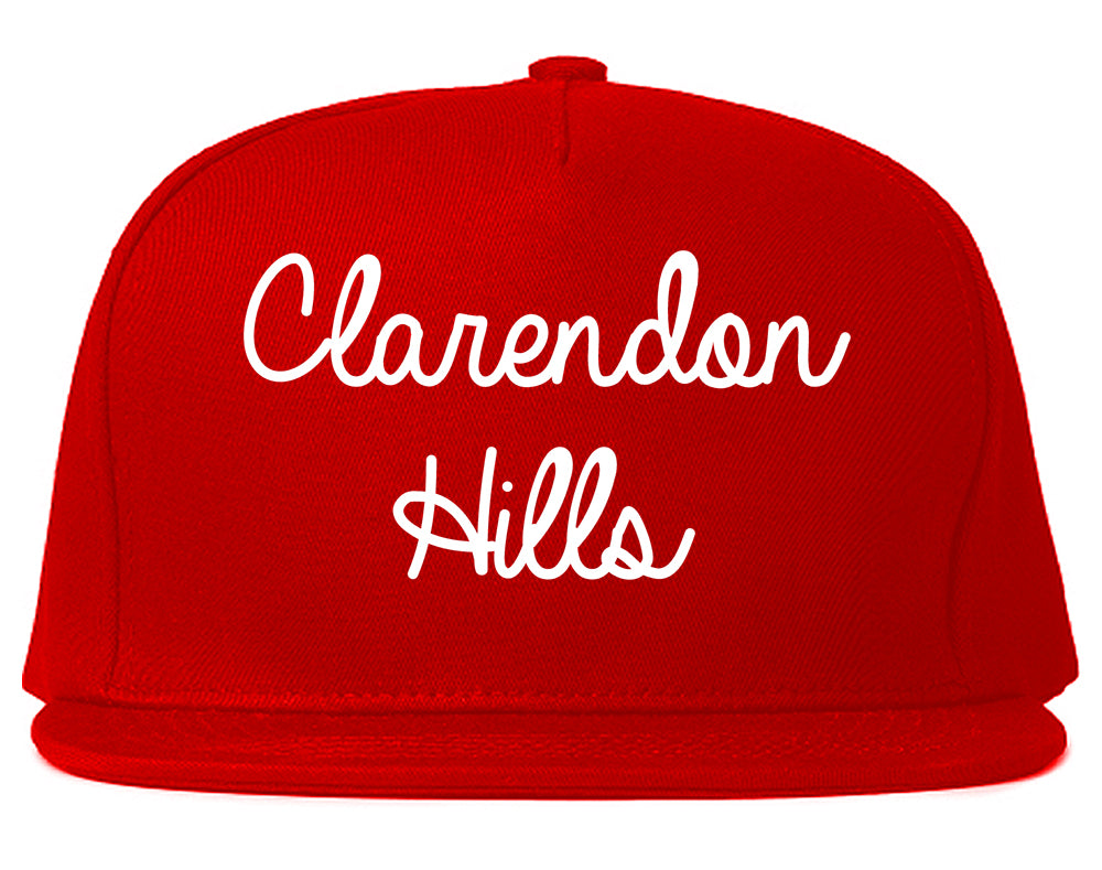 Clarendon Hills Illinois IL Script Mens Snapback Hat Red