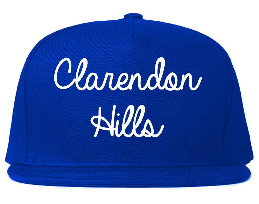 Clarendon Hills Illinois IL Script Mens Snapback Hat Royal Blue