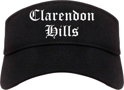 Clarendon Hills Illinois IL Old English Mens Visor Cap Hat Black