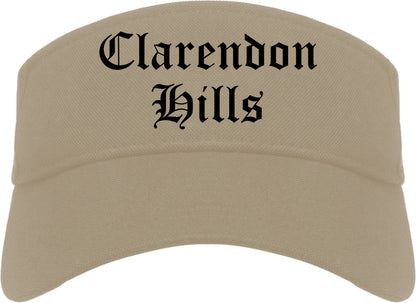 Clarendon Hills Illinois IL Old English Mens Visor Cap Hat Khaki