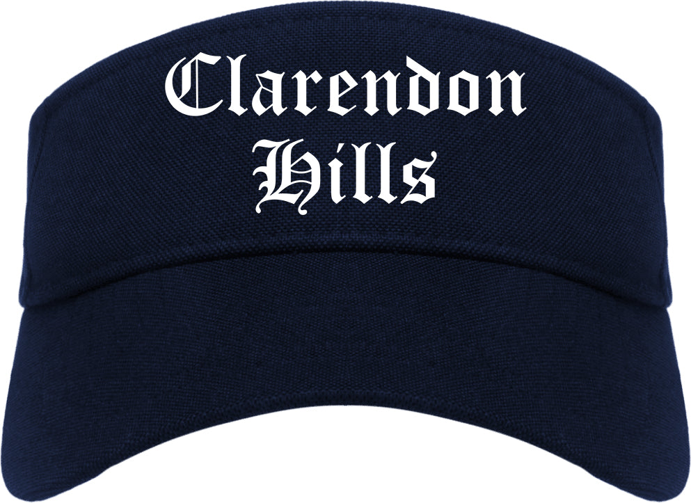 Clarendon Hills Illinois IL Old English Mens Visor Cap Hat Navy Blue