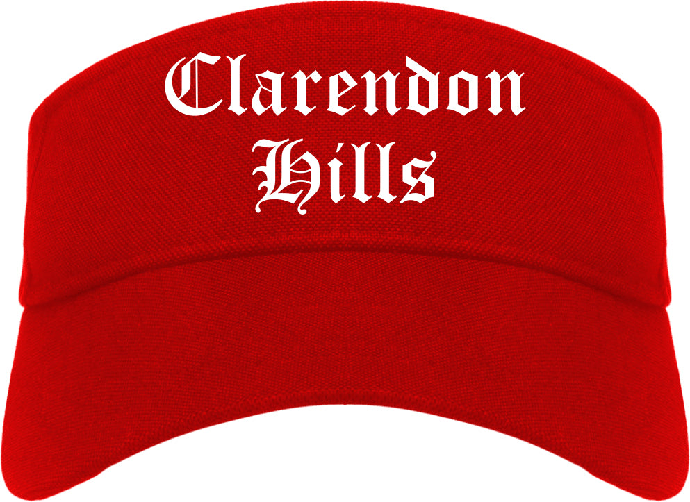 Clarendon Hills Illinois IL Old English Mens Visor Cap Hat Red