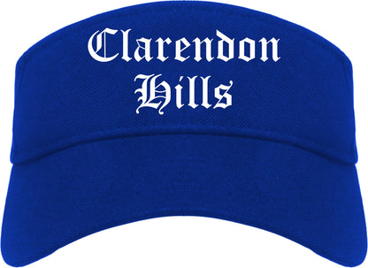 Clarendon Hills Illinois IL Old English Mens Visor Cap Hat Royal Blue