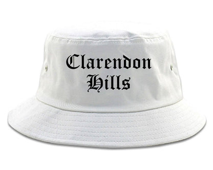 Clarendon Hills Illinois IL Old English Mens Bucket Hat White