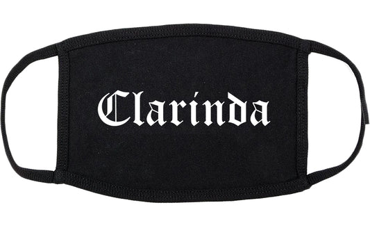 Clarinda Iowa IA Old English Cotton Face Mask Black