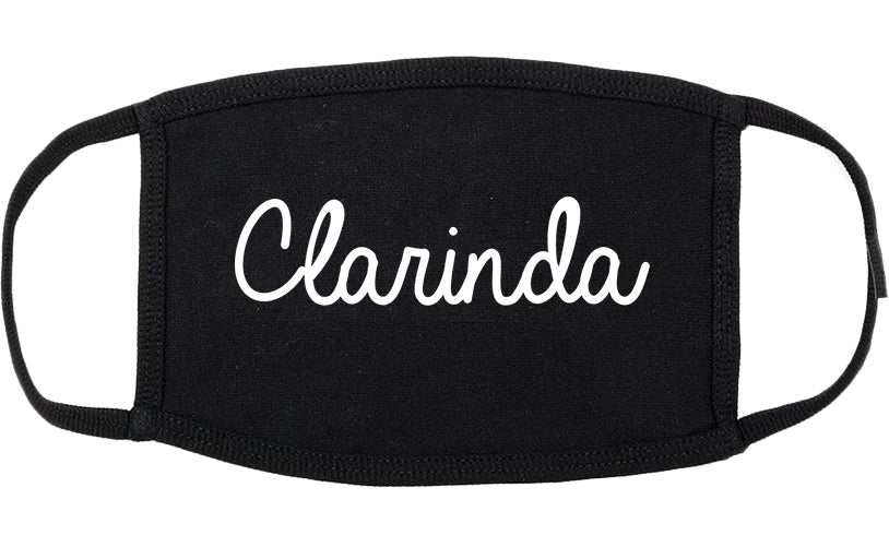 Clarinda Iowa IA Script Cotton Face Mask Black