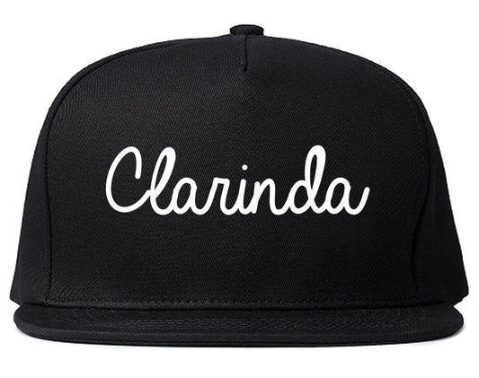 Clarinda Iowa IA Script Mens Snapback Hat Black