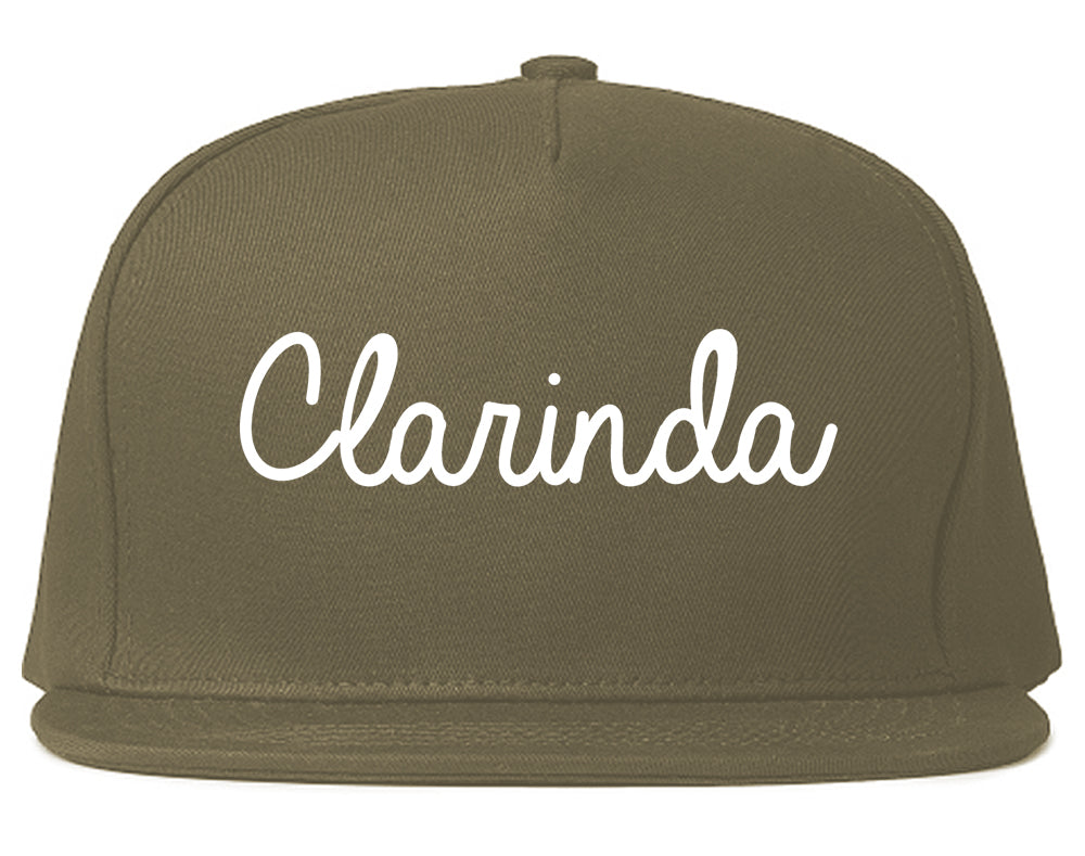 Clarinda Iowa IA Script Mens Snapback Hat Grey