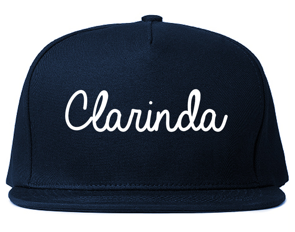 Clarinda Iowa IA Script Mens Snapback Hat Navy Blue