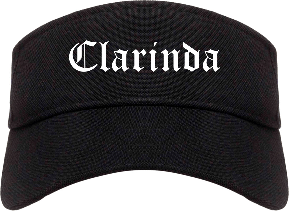 Clarinda Iowa IA Old English Mens Visor Cap Hat Black