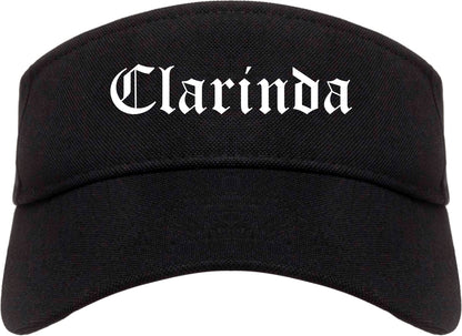 Clarinda Iowa IA Old English Mens Visor Cap Hat Black