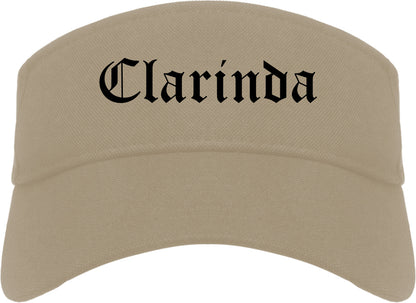 Clarinda Iowa IA Old English Mens Visor Cap Hat Khaki