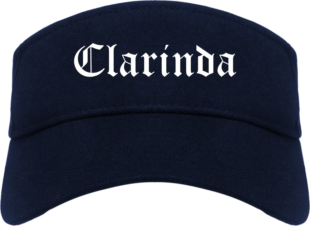 Clarinda Iowa IA Old English Mens Visor Cap Hat Navy Blue