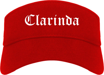 Clarinda Iowa IA Old English Mens Visor Cap Hat Red