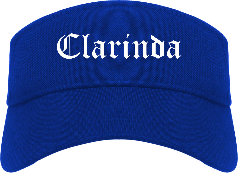 Clarinda Iowa IA Old English Mens Visor Cap Hat Royal Blue