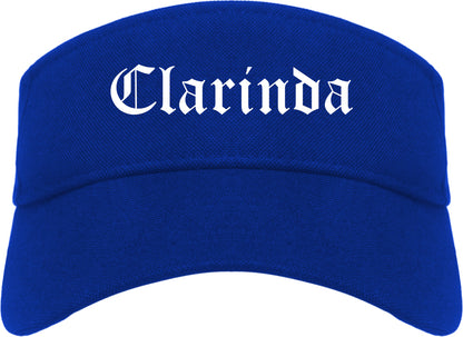 Clarinda Iowa IA Old English Mens Visor Cap Hat Royal Blue