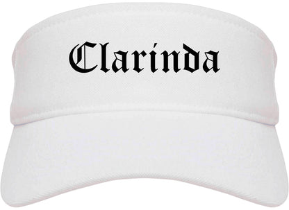 Clarinda Iowa IA Old English Mens Visor Cap Hat White