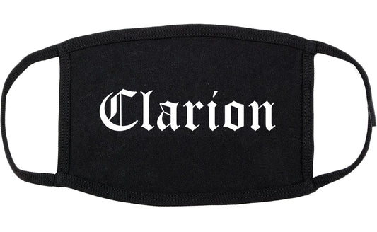 Clarion Pennsylvania PA Old English Cotton Face Mask Black
