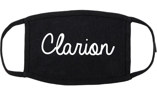 Clarion Pennsylvania PA Script Cotton Face Mask Black