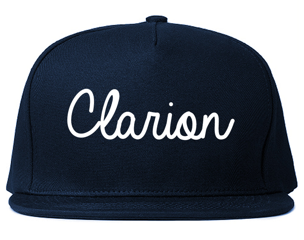 Clarion Pennsylvania PA Script Mens Snapback Hat Navy Blue