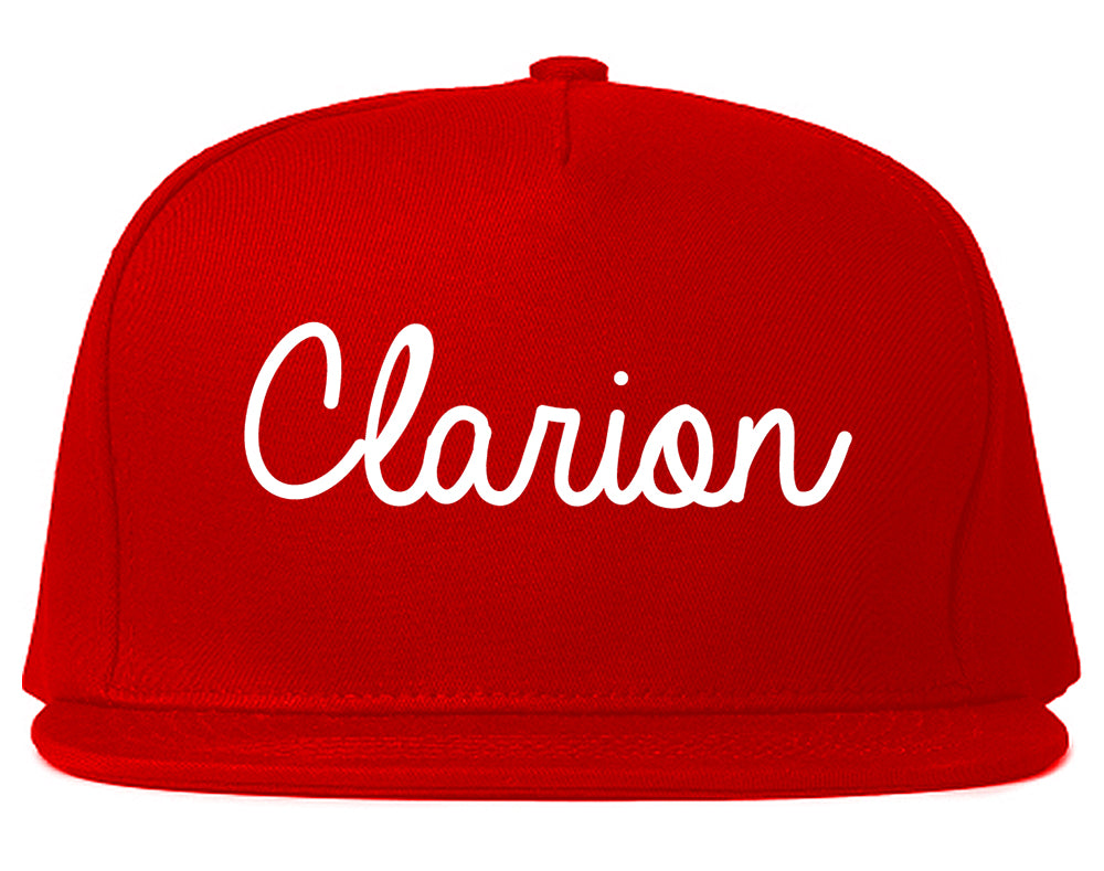 Clarion Pennsylvania PA Script Mens Snapback Hat Red
