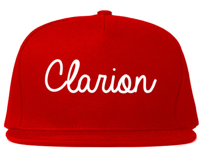 Clarion Pennsylvania PA Script Mens Snapback Hat Red
